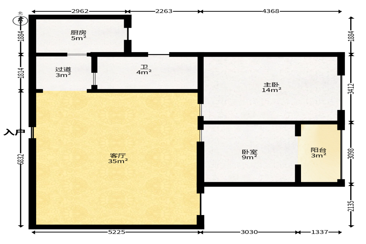 楚天世纪城东苑  2室2厅1卫    36.8万户型图