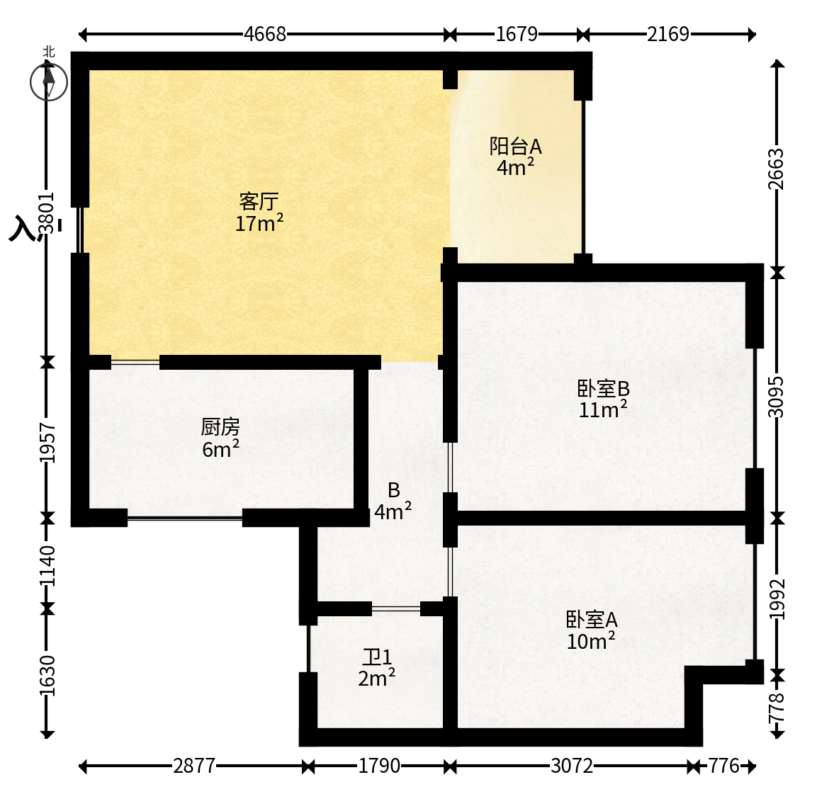 绿地之窗  2室1厅1卫   60.00万户型图