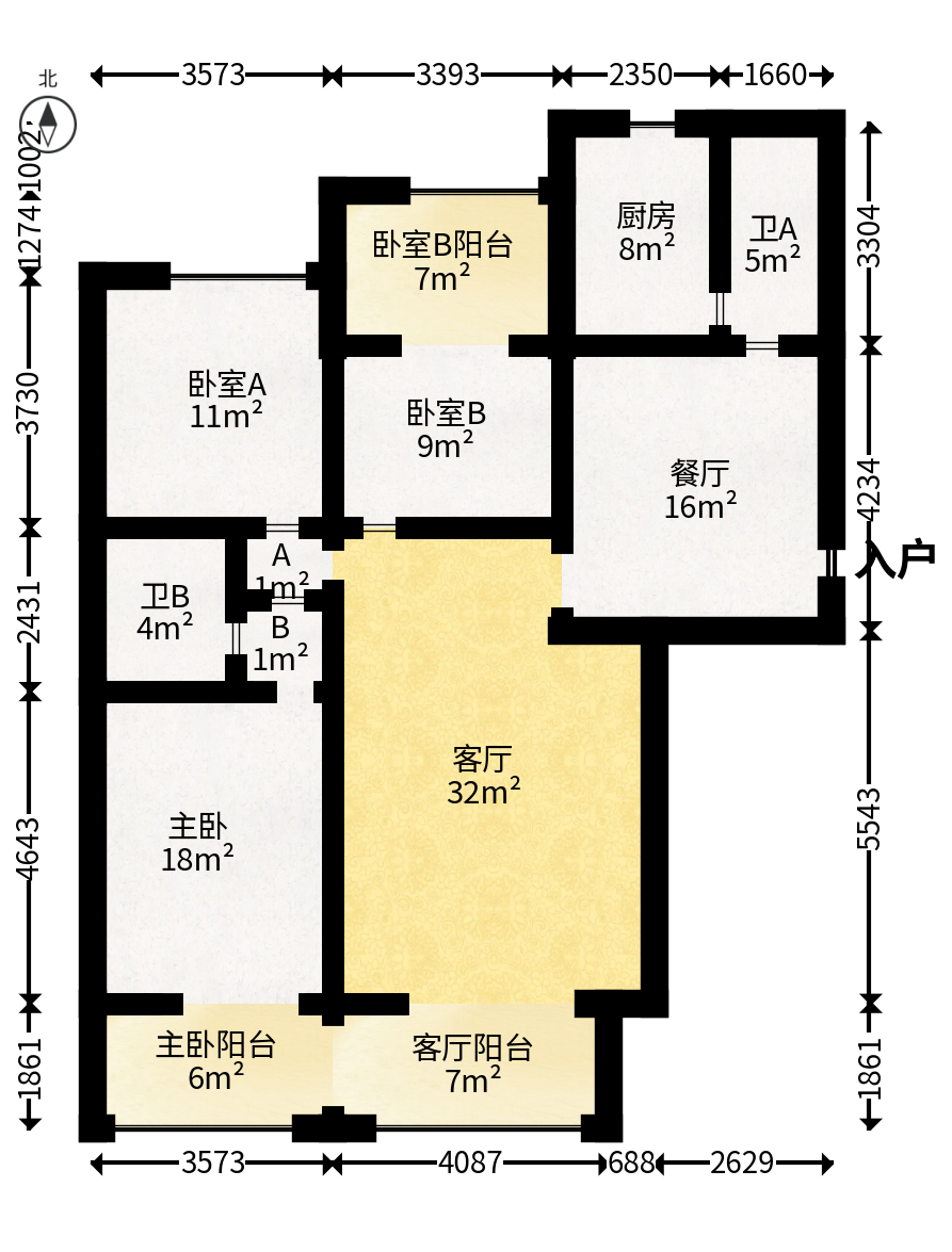 八方小区C区  3室2厅2卫   339.00万户型图