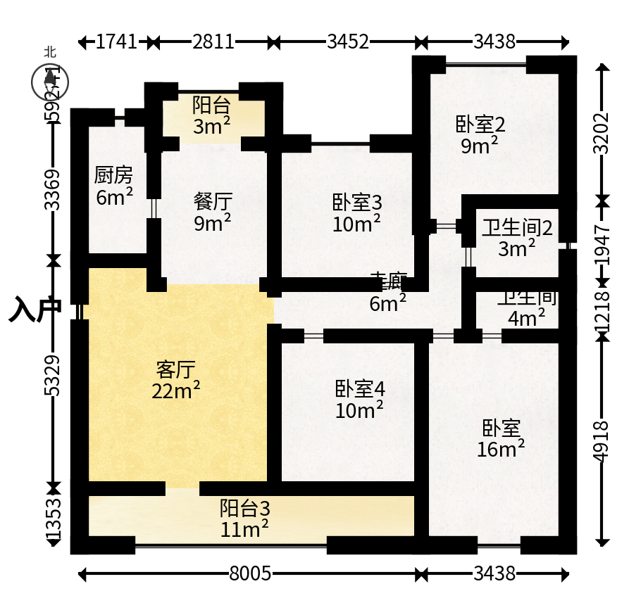 佳兆业滨江四季  4室2厅2卫   168.00万户型图