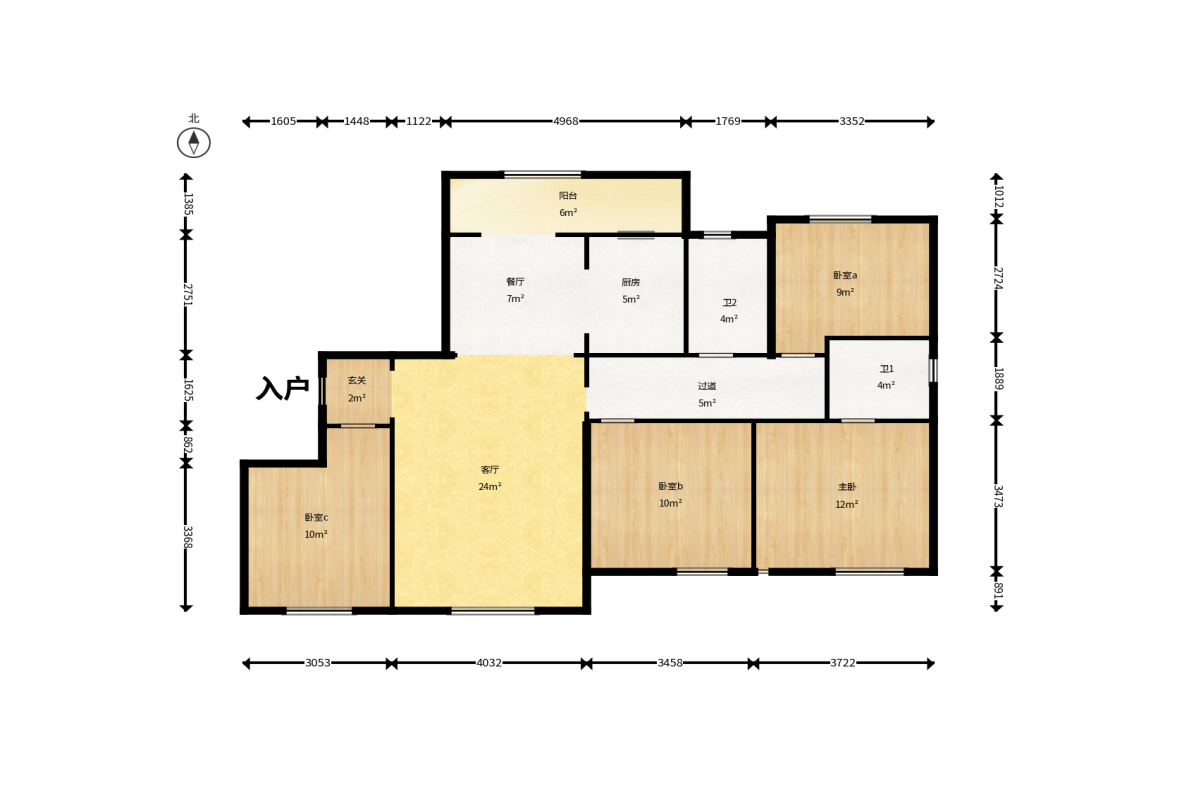大汉汉府一期  4室2厅2卫    87.0万户型图