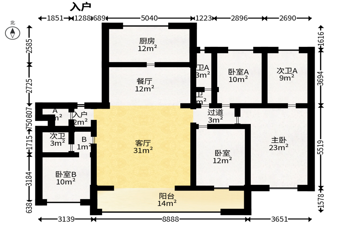 万科松湖天地  4室2厅3卫   275.00万户型图