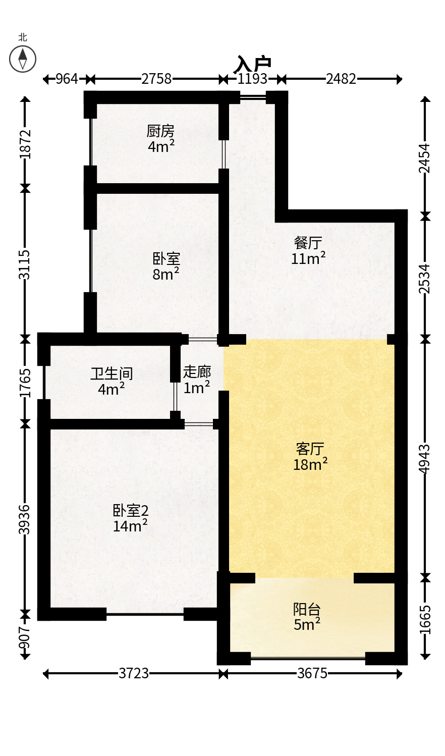 未来蜂巢  2室2厅1卫   36.80万户型图