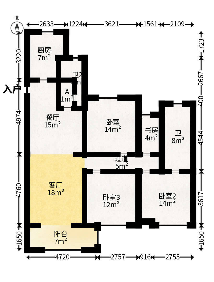 奥克斯缔壹城  4室2厅2卫   146.00万户型图