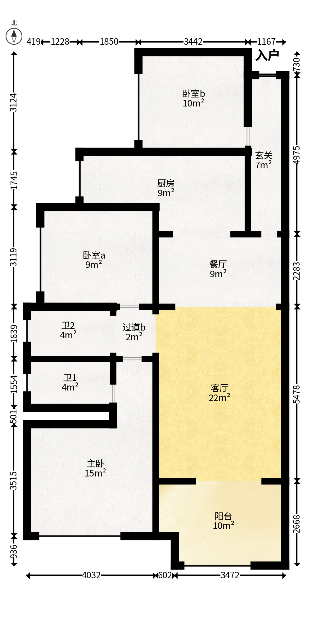 润和紫郡一期  3室2厅2卫   79.80万户型图
