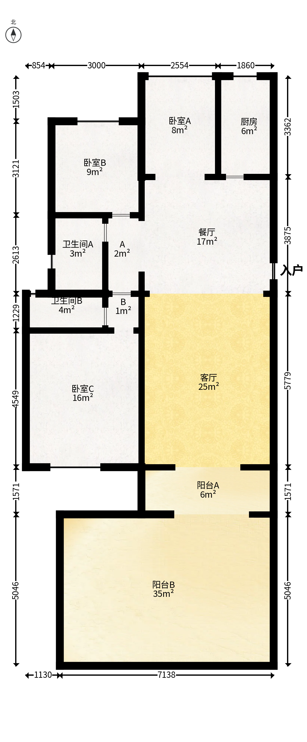 五矿万境蓝山  3室2厅2卫   195.00万户型图