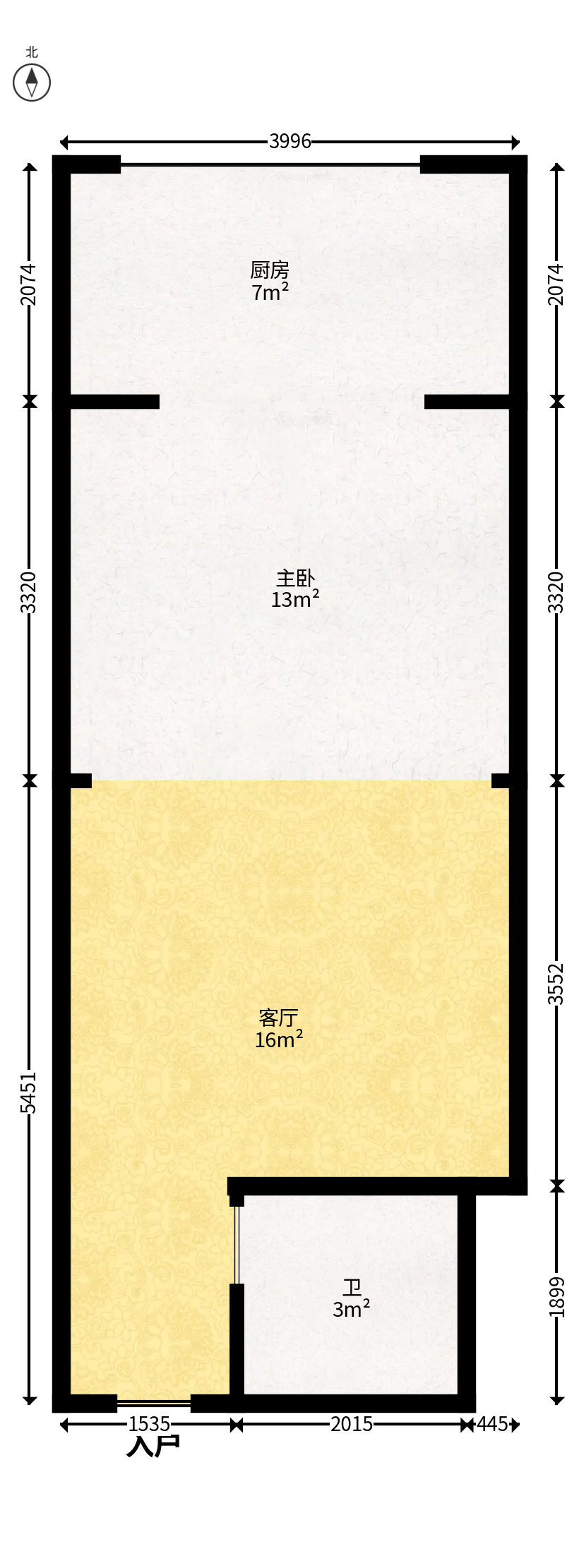山水湾  1室1厅1卫   34.80万户型图