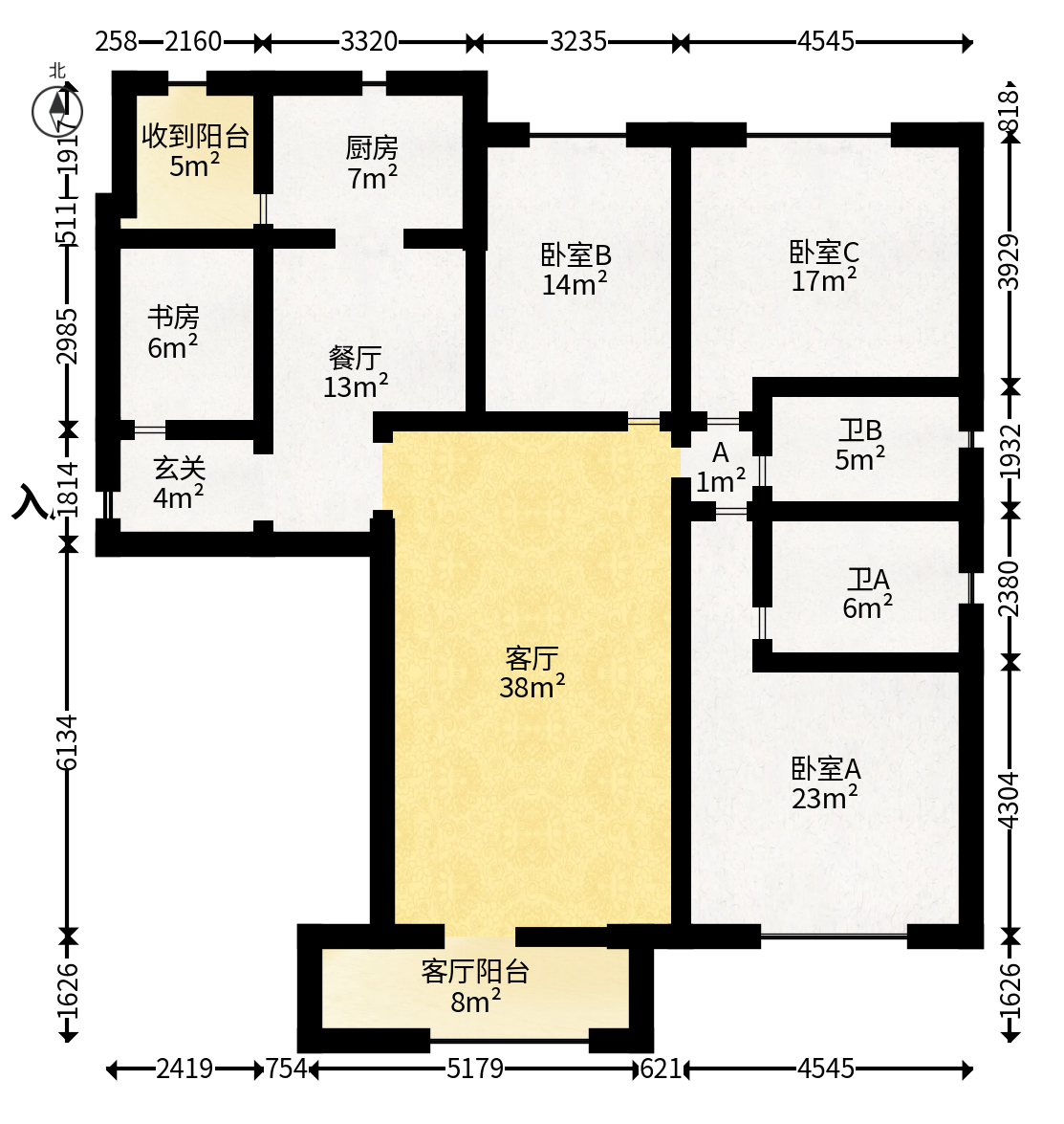 德润园  4室2厅2卫   93.80万户型图