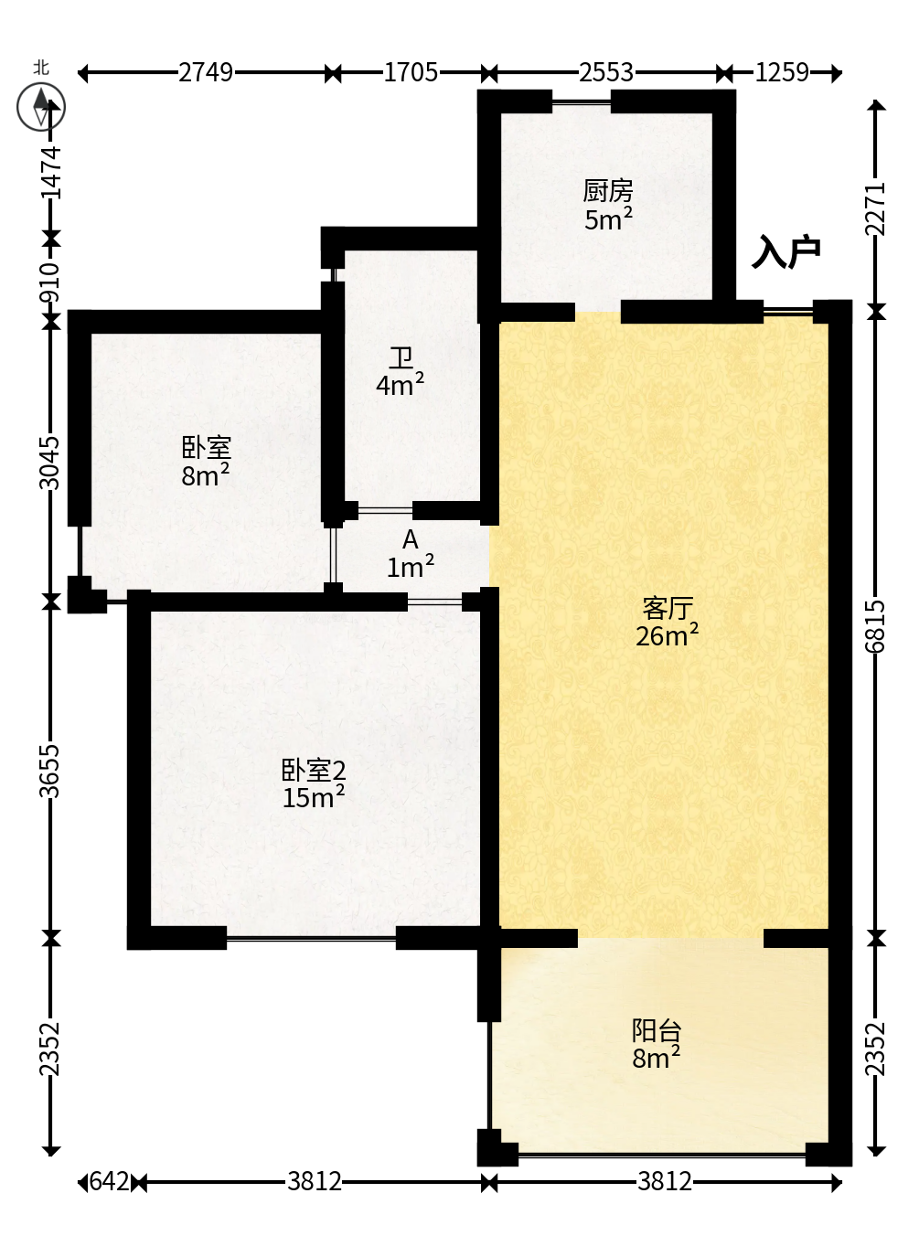 莱茵城  2室2厅1卫   78.00万户型图