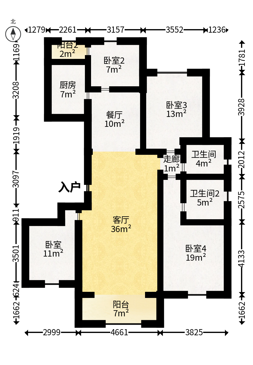 中房瑞致国际  3室2厅2卫   140.00万户型图