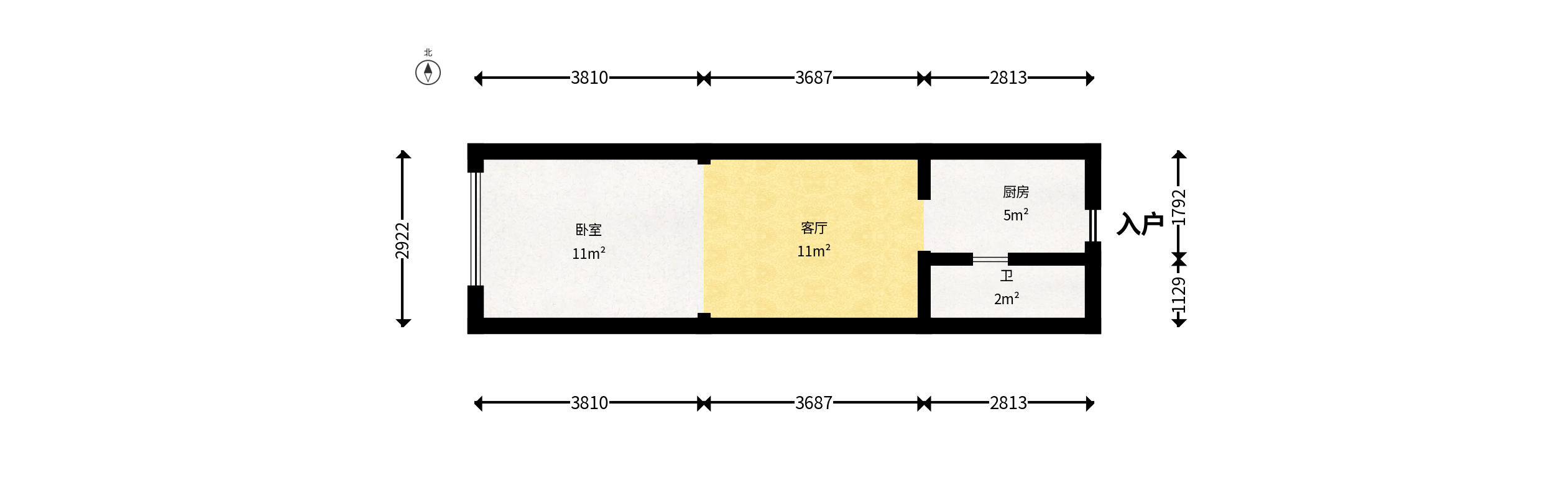 保利香槟国际  1室1厅1卫   24.00万户型图