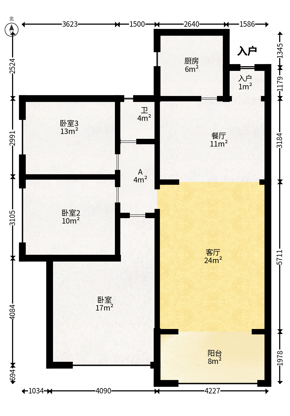 潇湘奥林匹克花园  3室2厅1卫   85.00万户型图