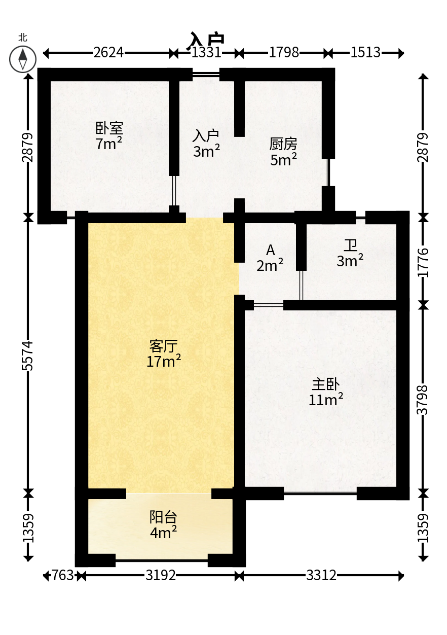 荣盛花语城  2室1厅1卫   52.00万户型图