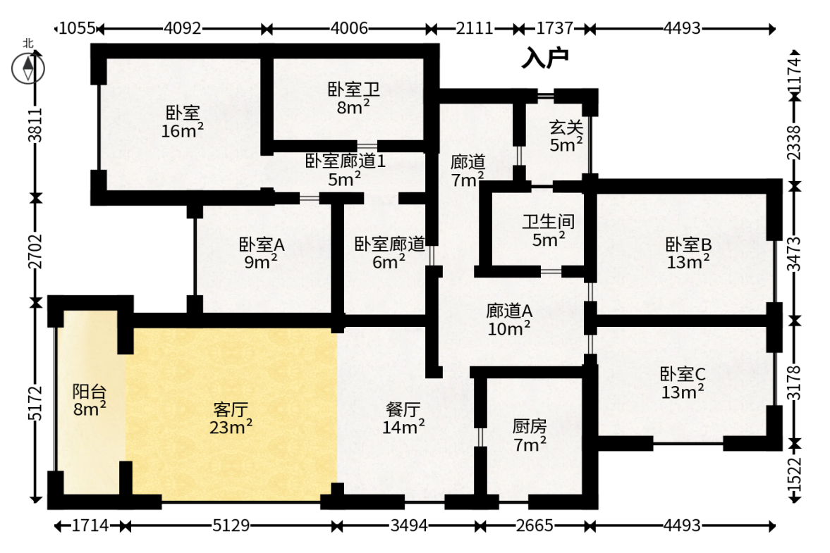阳光100三期  4室2厅2卫   216.00万户型图