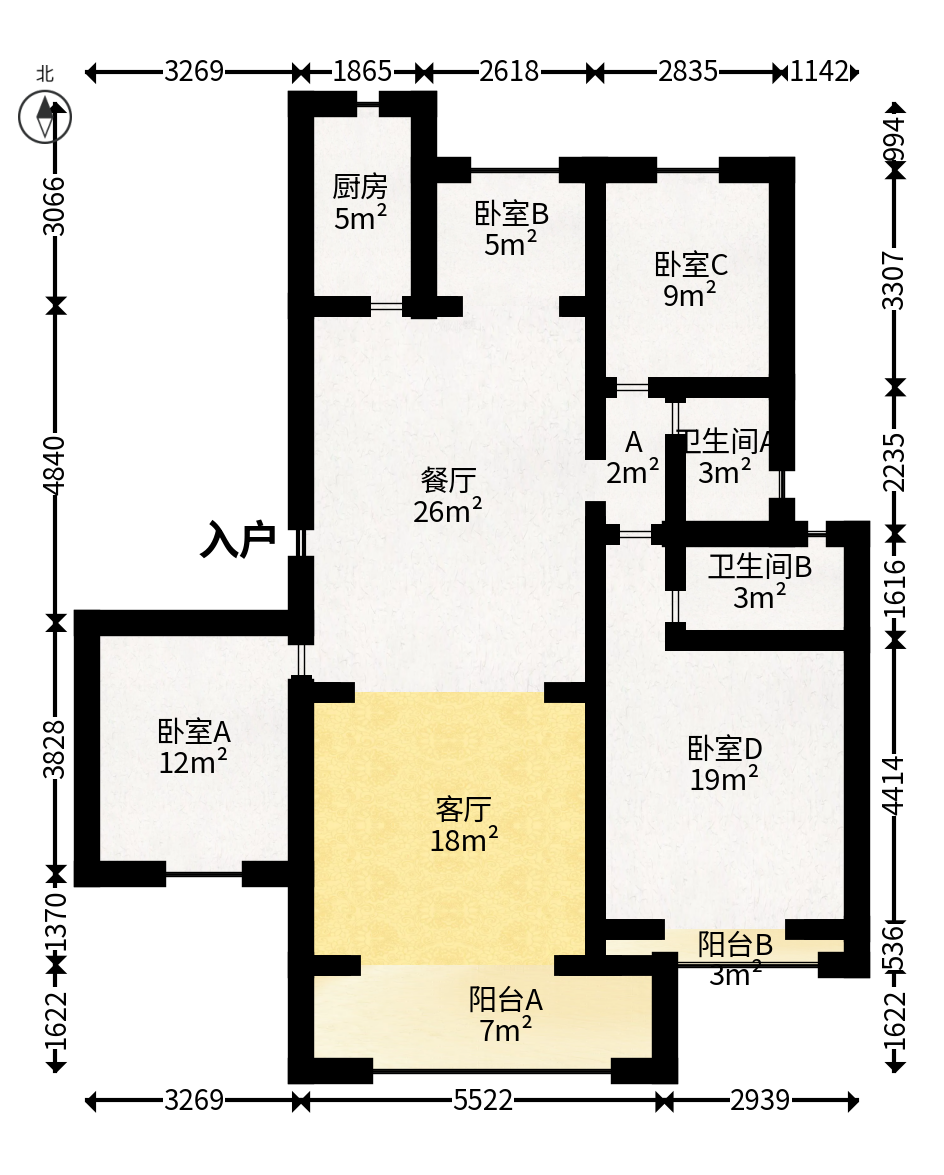 五矿万境蓝山  4室2厅2卫   175.00万户型图