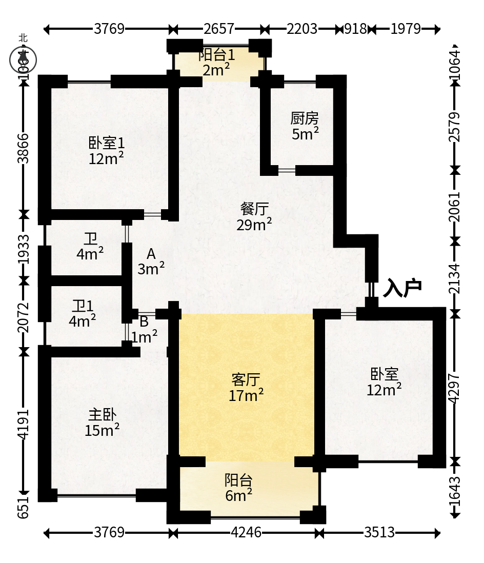荣盛城  4室2厅2卫   98.00万户型图