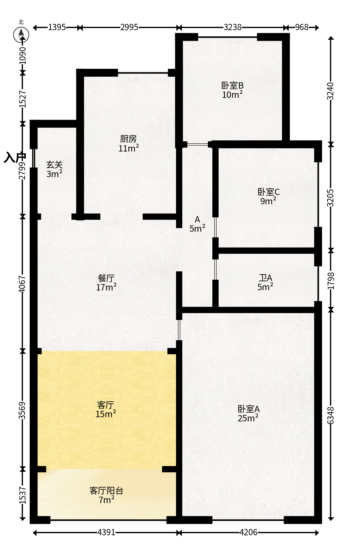 协信星澜汇  3室2厅1卫   136.80万户型图