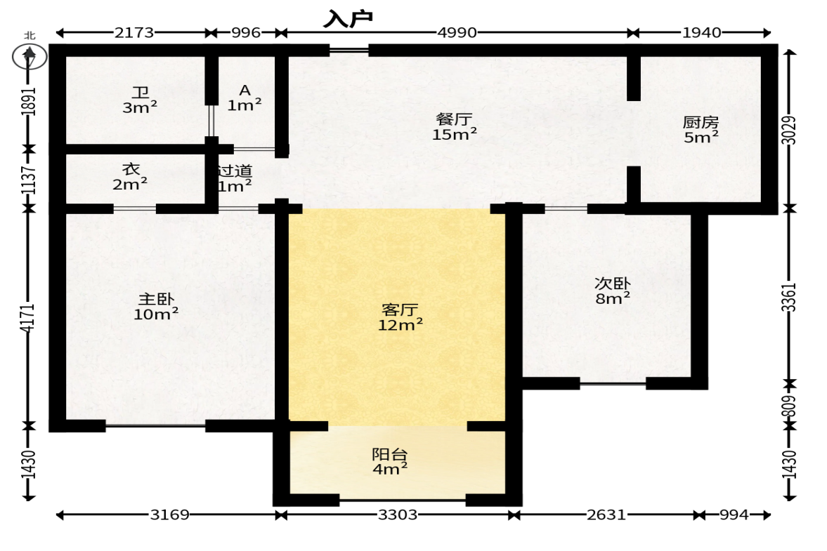 百合湖滨花园  2室2厅1卫   45.80万户型图