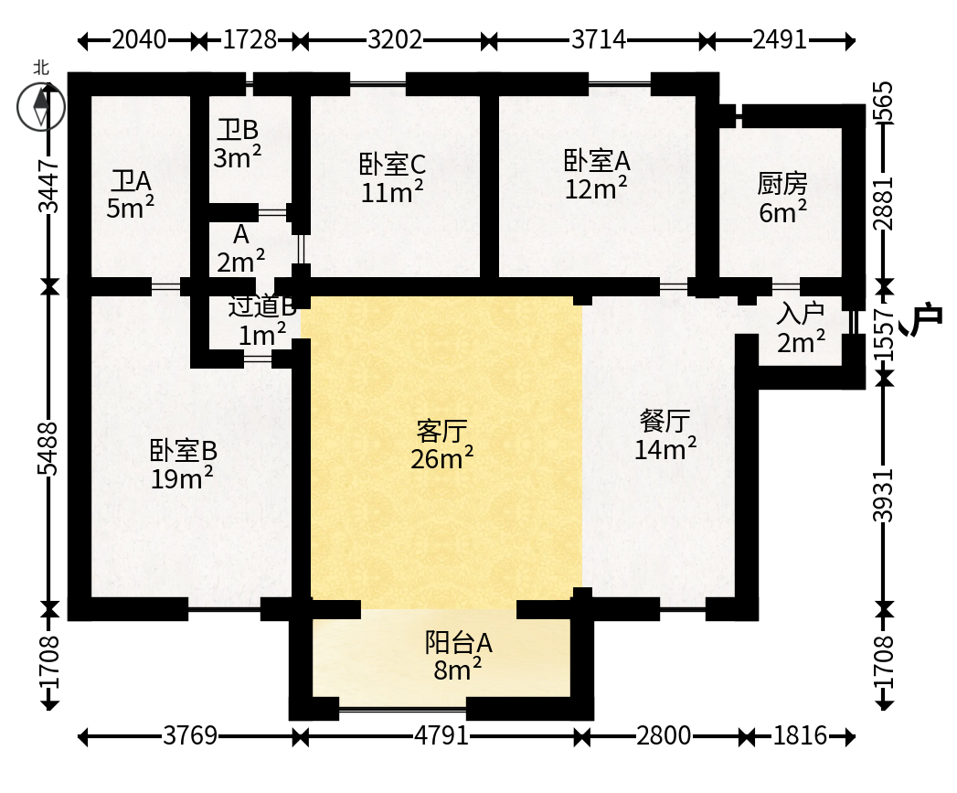 合能枫丹丽舍（柏悦名苑)  3室2厅2卫   139.80万户型图