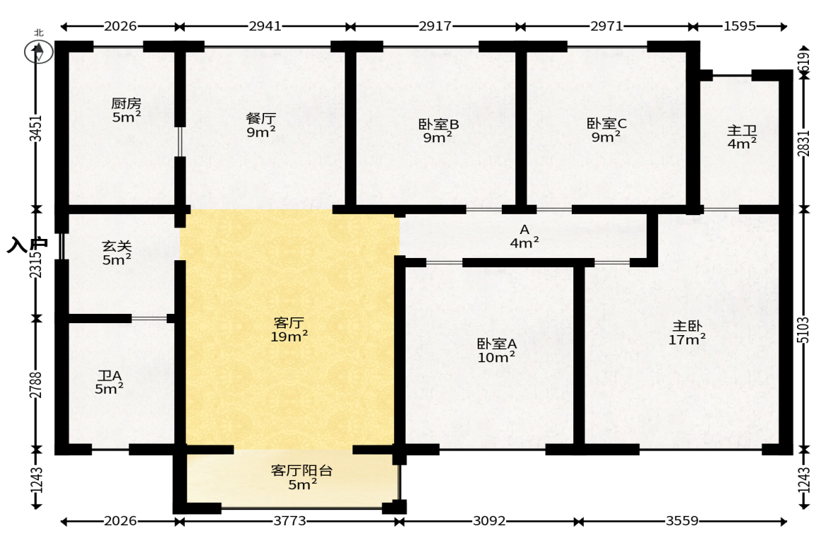 万科里金域国际  4室2厅2卫    305.0万户型图