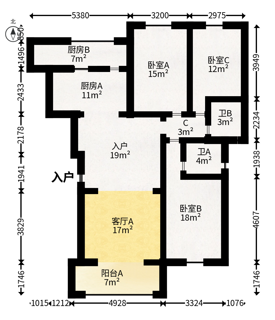 鄱阳小区  3室2厅1卫   74.80万户型图