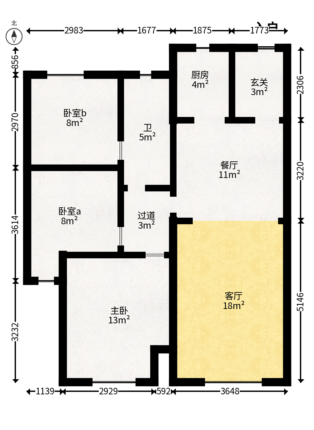新城国际花都  3室2厅1卫   60.00万户型图