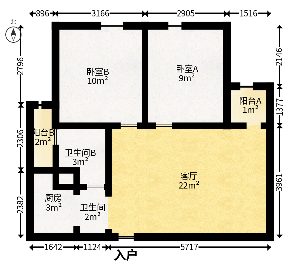 白沙晶城  2室1厅1卫   58.00万户型图