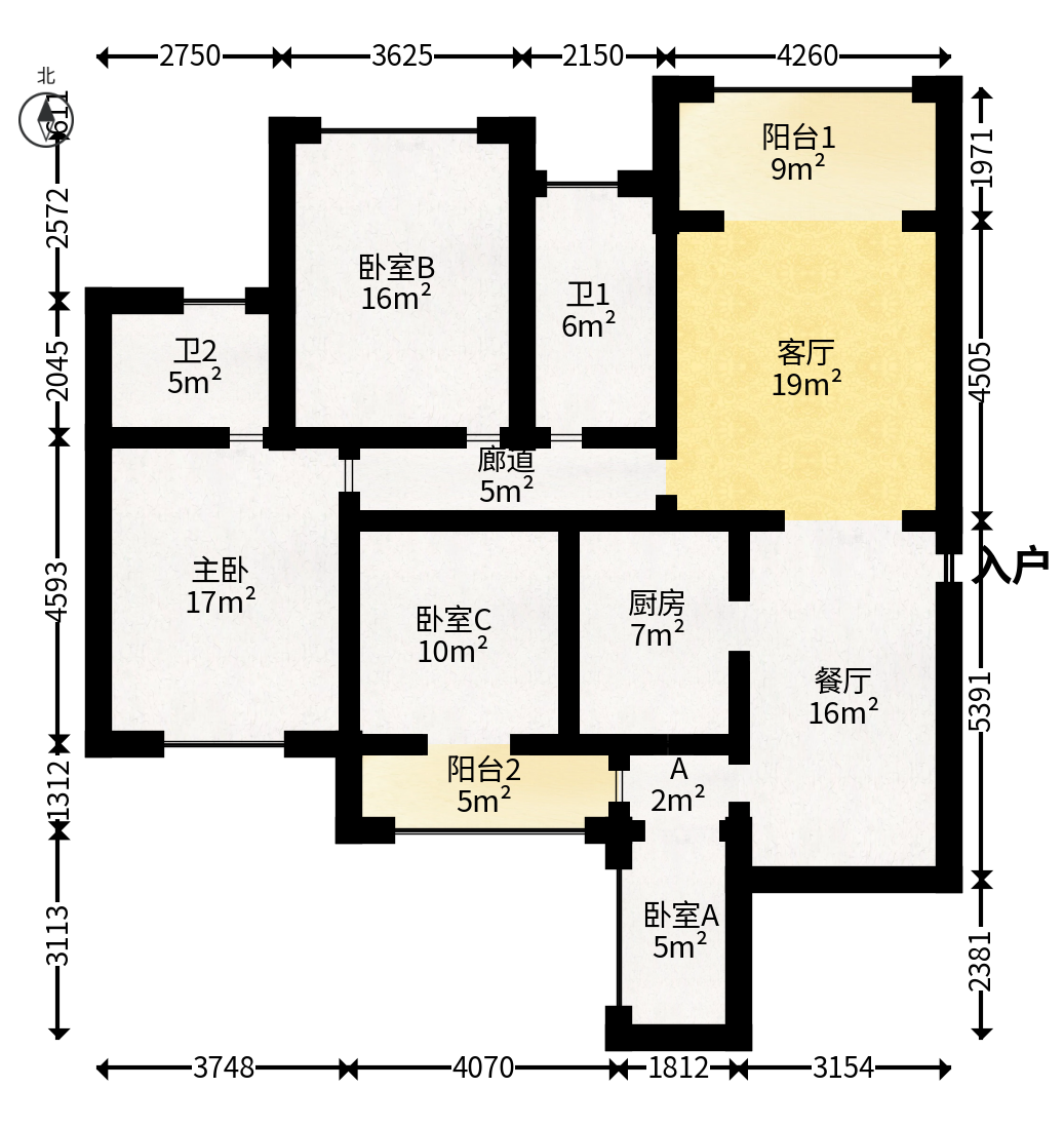 金鼎公园尚  3室2厅2卫   106.00万户型图