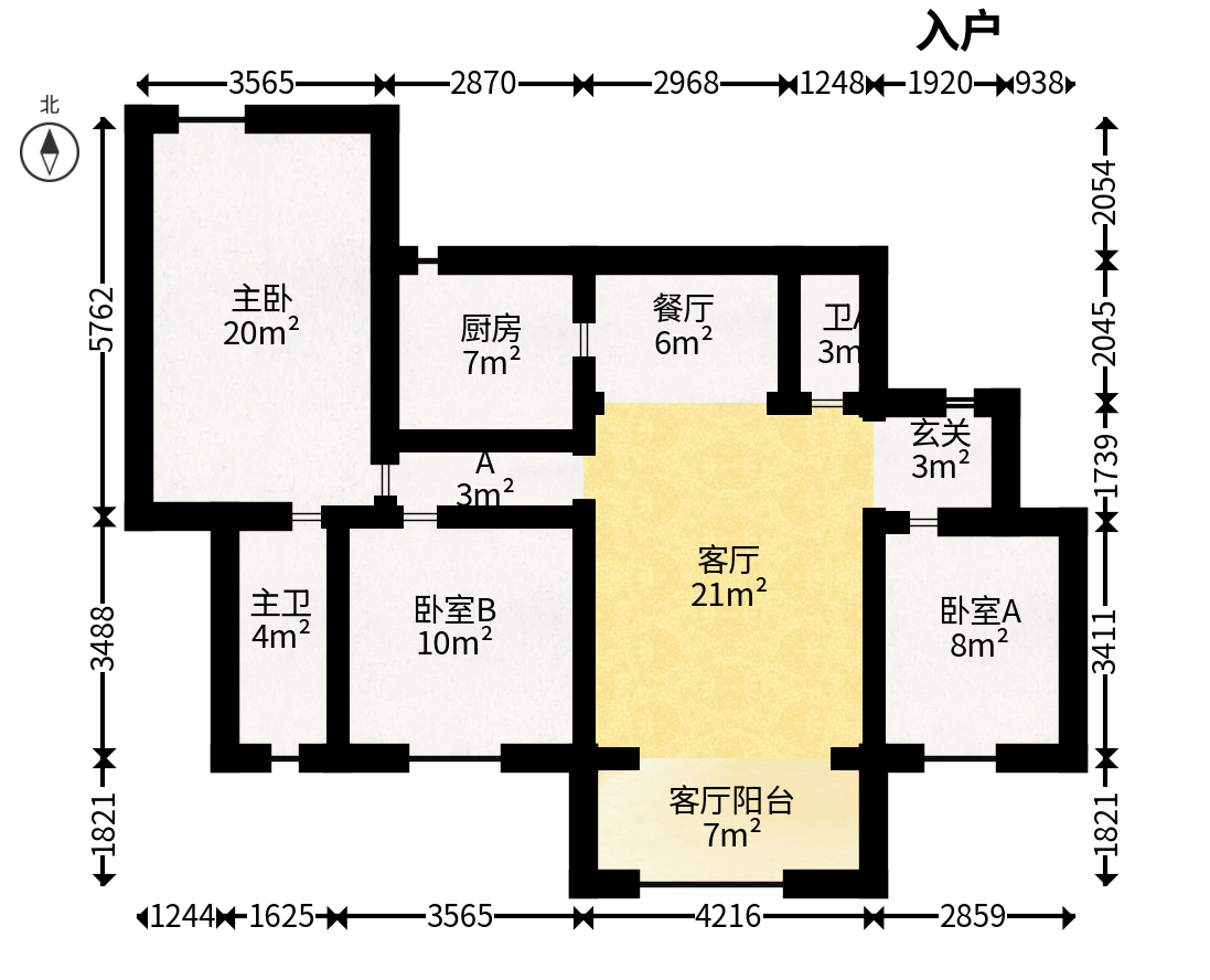 蓝光雍锦阁  3室2厅2卫   115.00万户型图