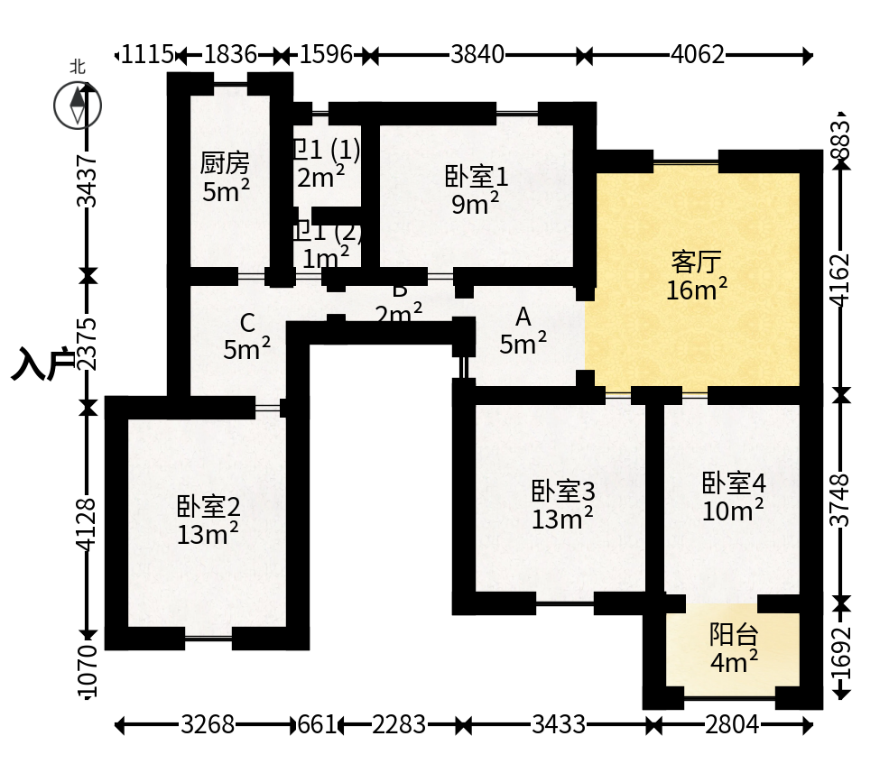 金沙园小区  4室2厅1卫   68.00万户型图