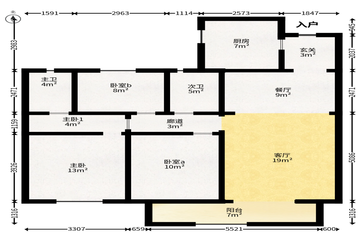 中国铁建湘语梅溪  3室2厅2卫   170.00万户型图
