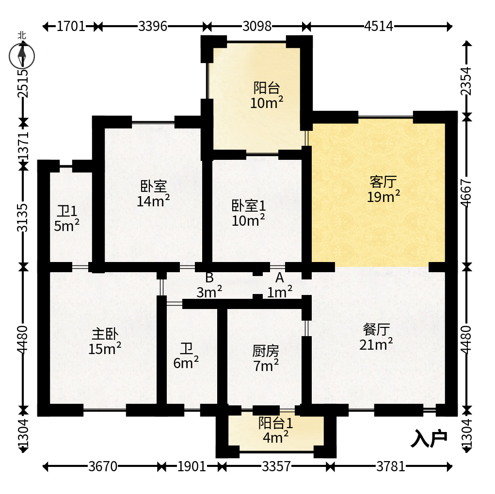 红树湾  3室2厅2卫   62.00万户型图