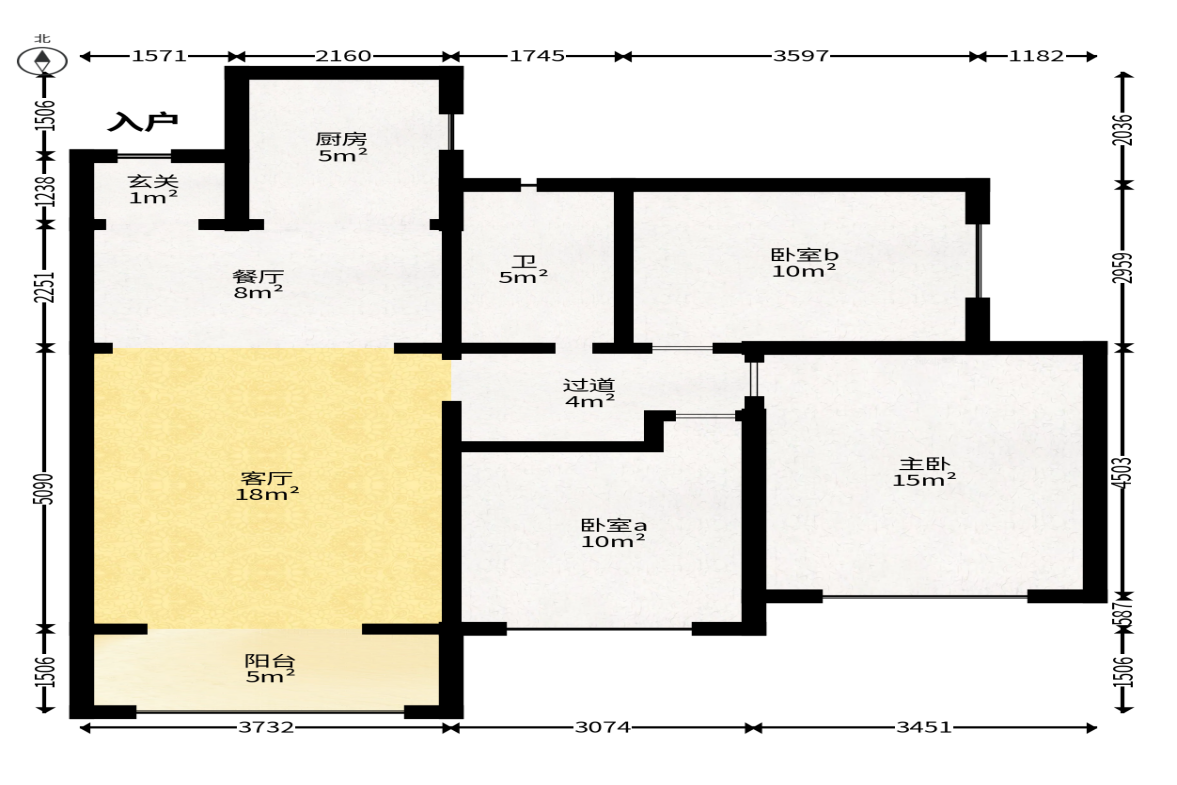 新城国际花都  3室2厅1卫   51.50万户型图