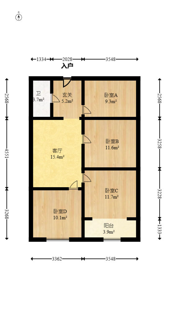 名富公寓  2室1厅1卫   55.00万户型图