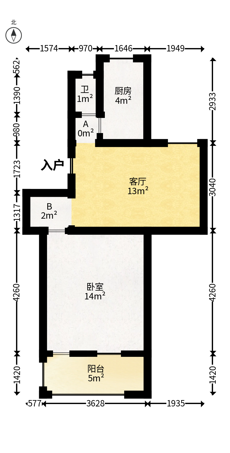 国庆新村  1室1厅1卫   35.00万户型图