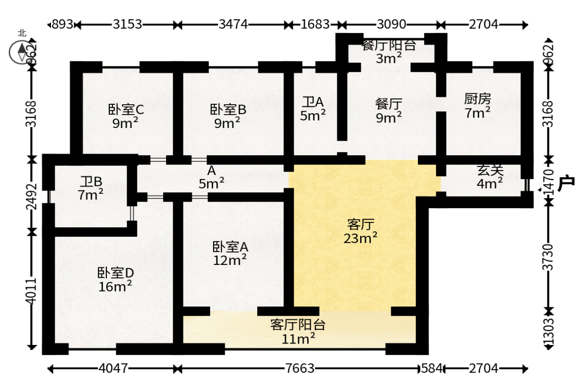诺德滨江逸园（中铁逸园）  4室2厅2卫   152.80万户型图