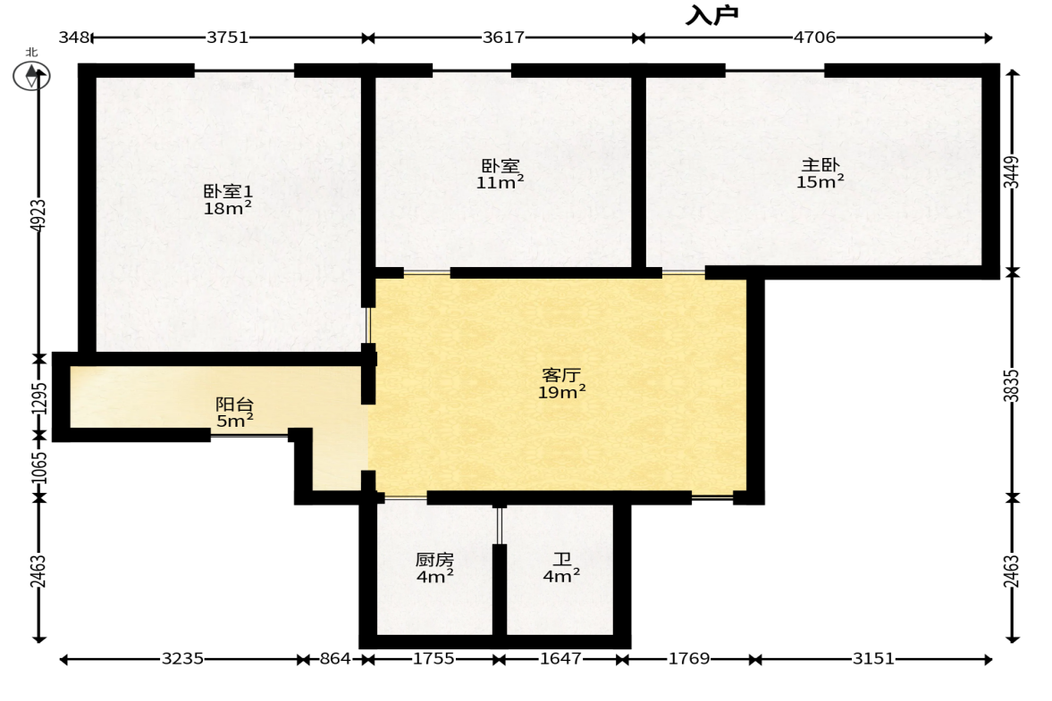 有色冶金研究设计院（浏城桥）  3室2厅1卫   72.80万户型图