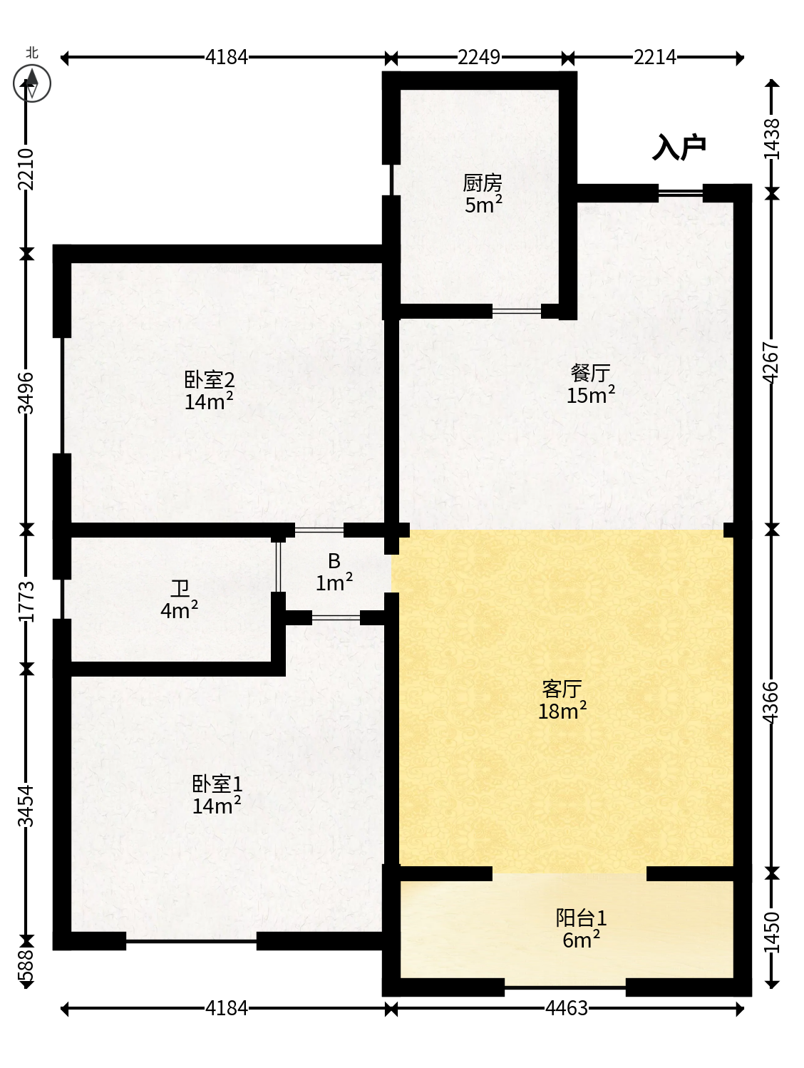 景江雅苑  2室2厅1卫   61.00万户型图