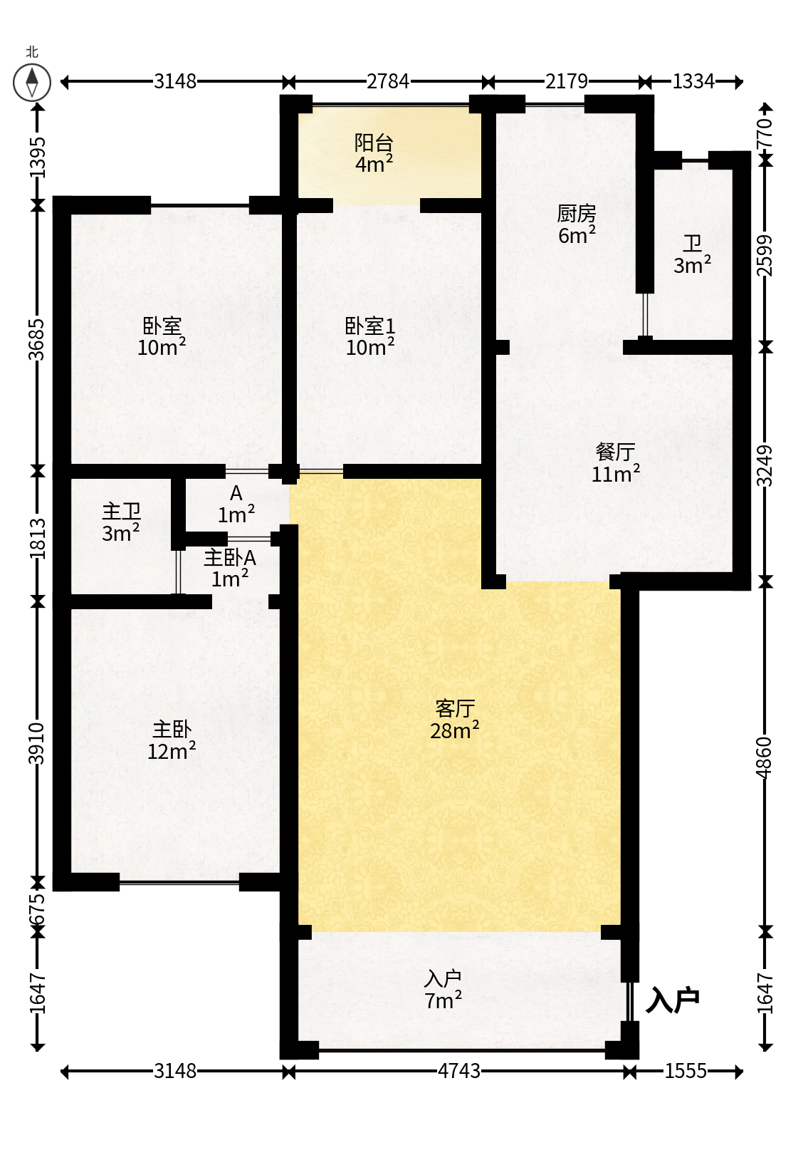 省工行家属楼  3室2厅2卫   115.00万户型图