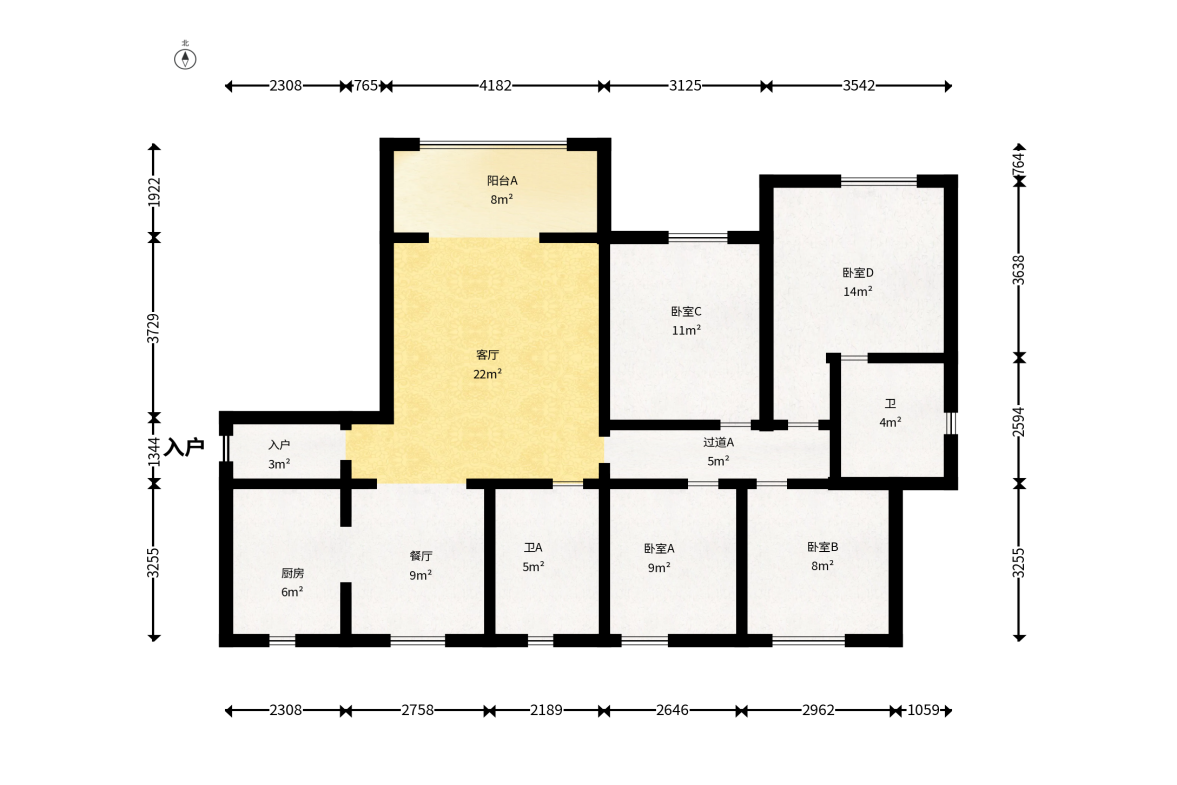 中建嘉和城  4室2厅2卫   108.00万户型图