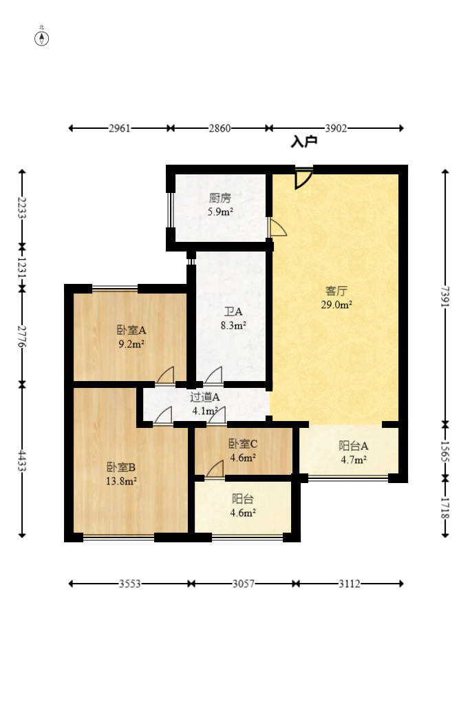 中建嘉和城  1室0厅0卫   85.00万户型图