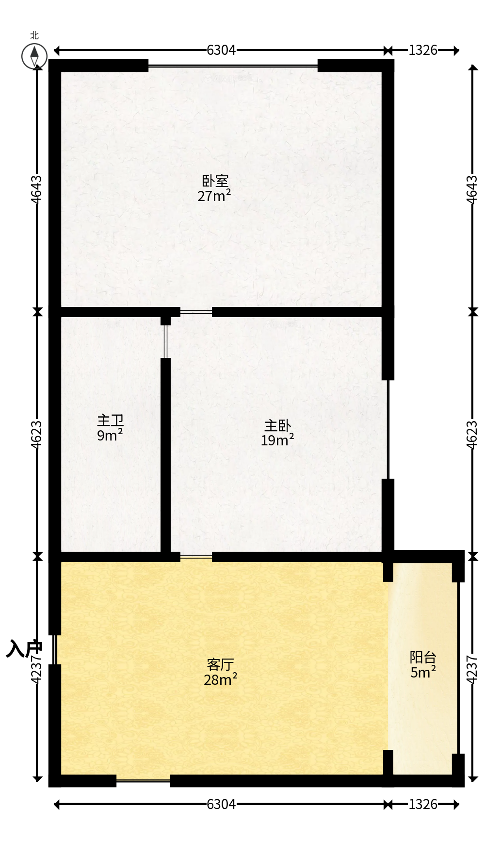 东成大厦  3室1厅2卫   79.80万户型图