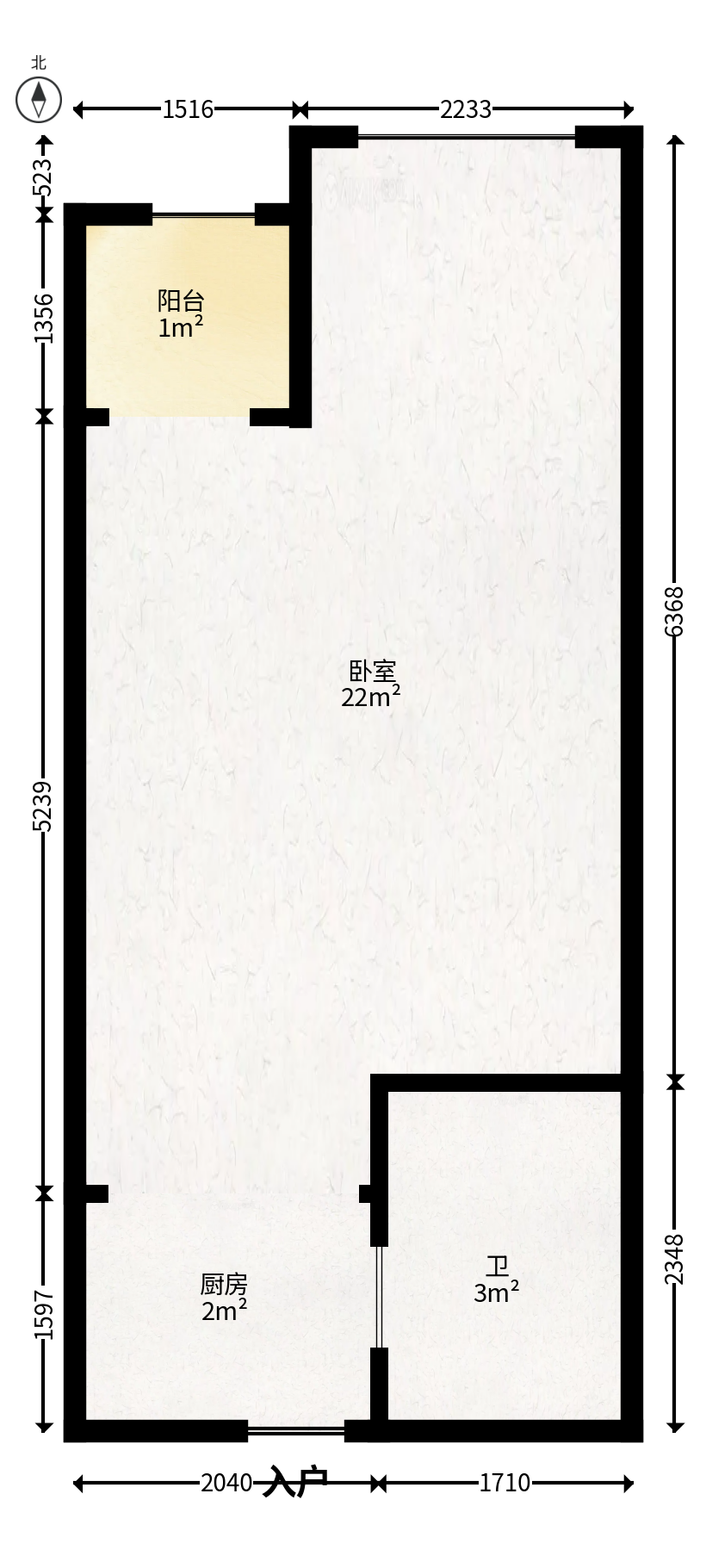 长房时代城  1室0厅1卫   26.50万户型图