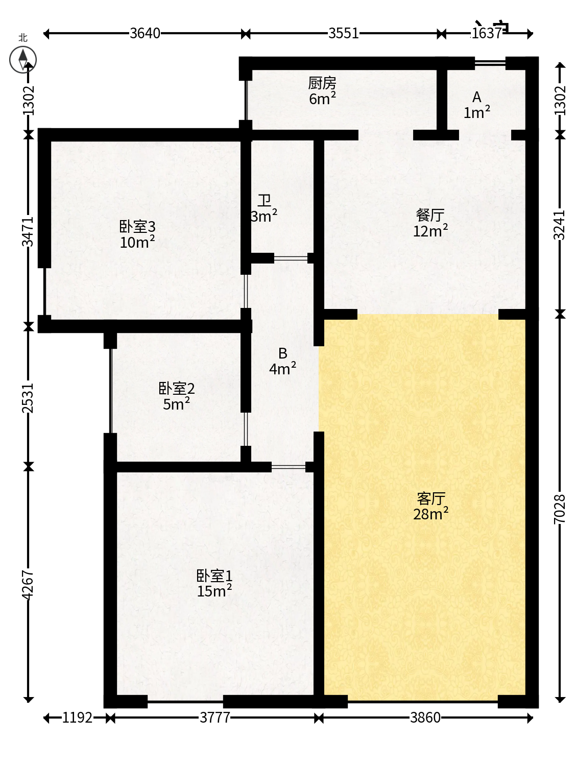 鑫远熙山  2室2厅1卫   77.00万户型图