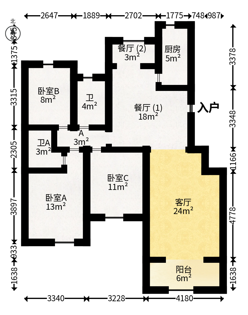 西子湖畔沃府  3室2厅1卫   118.50万户型图