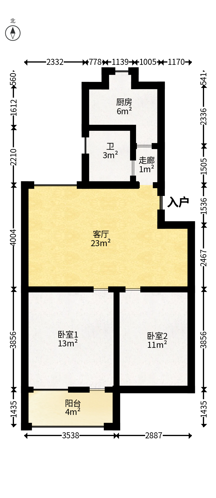 中建五局信和苑三区  2室1厅1卫   38.00万户型图