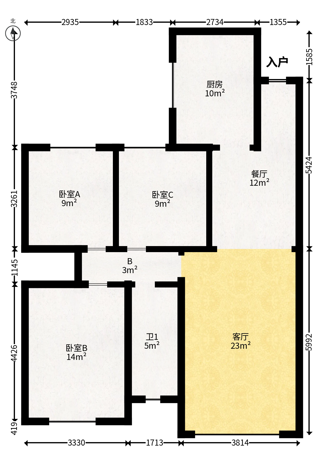 旭辉香樟公馆  3室2厅1卫   104.50万户型图