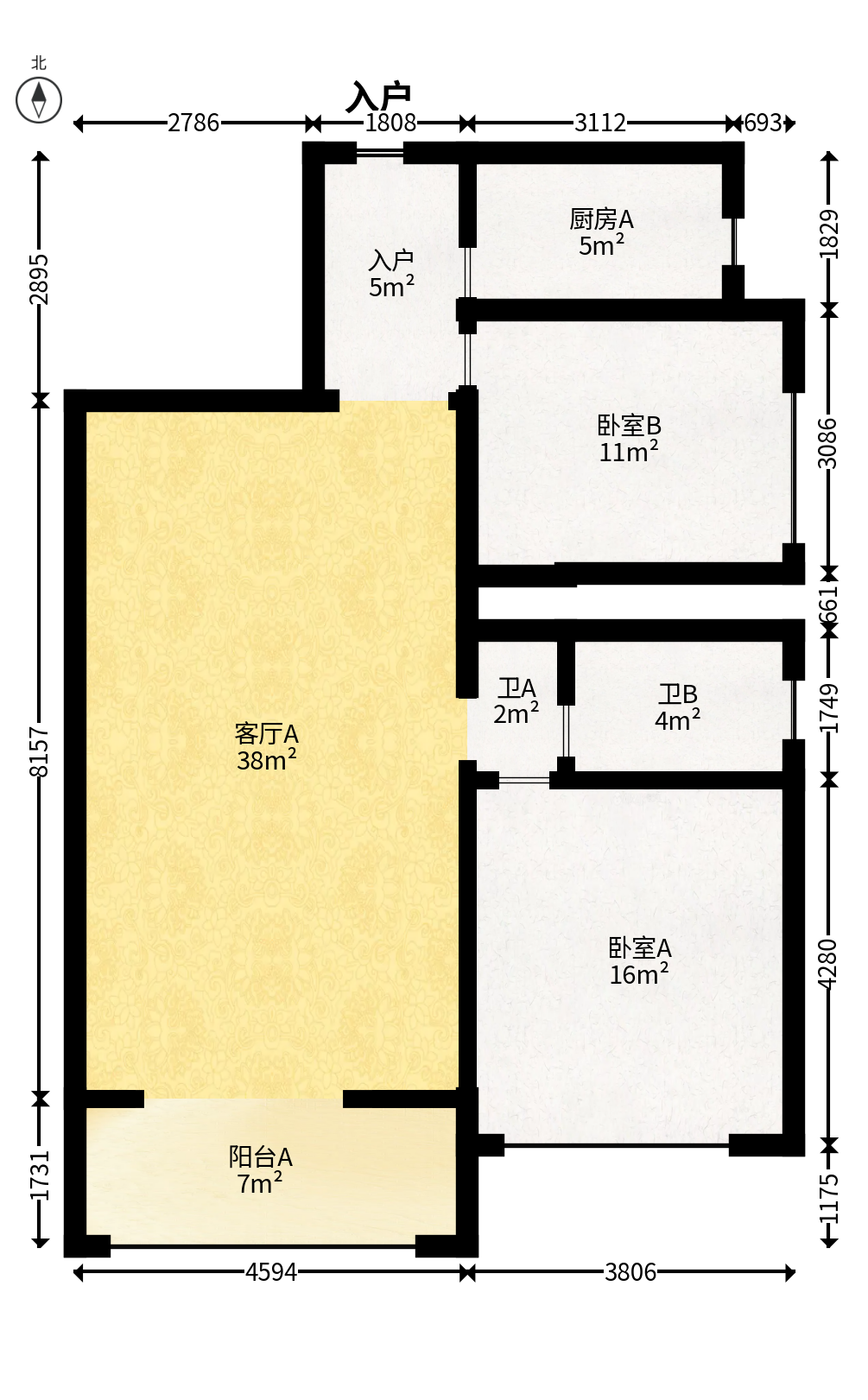 水岸天际（一期、二期）  2室2厅1卫    78.0万户型图