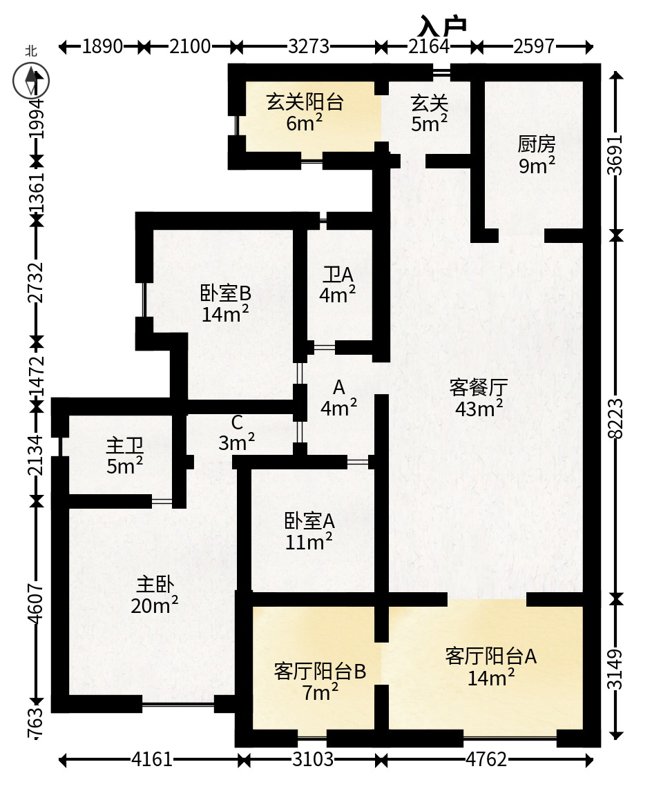 景秀江山  3室2厅2卫   175.00万户型图