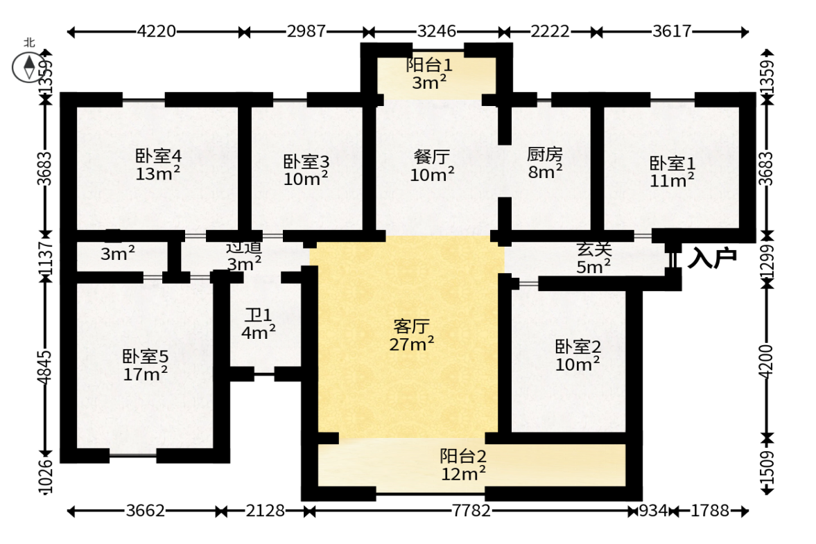 金湘苑（星澜之悦）  5室2厅2卫   125.00万户型图
